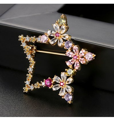 Brosa cu cristale cubic zirconia Multicolored Shinning Star