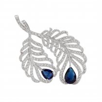 Brose cu cristale cubic zirconia Saphire Diamond Feathers