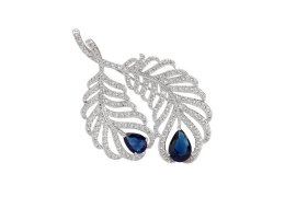 Brosa cu cristale cubic zirconia Saphire Diamond Feathers