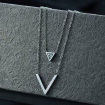 Colier dublu din argint cu cristale cubic zirconia Sinergy