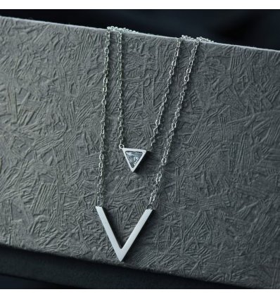 Colier dublu din argint cu cristale cubic zirconia Sinergy