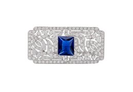 Brosa cu cristale cubic zirconia Royal Sapphire