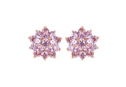 Cercei din argint cu cristale cubic zirconia Pink Flower