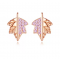 Cercei din argint, placati cu aur, decorati cu cristale cubic zirconia, Rose Leaf