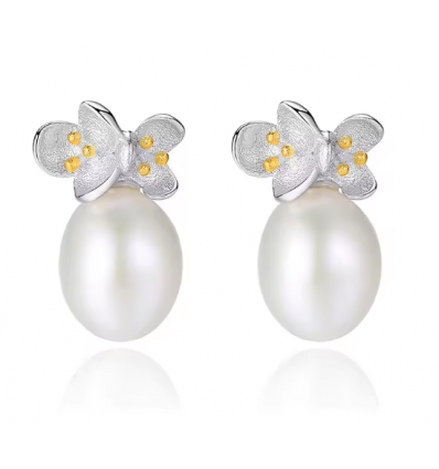 Cercei din Argint 925 Delicate Pearl Flower