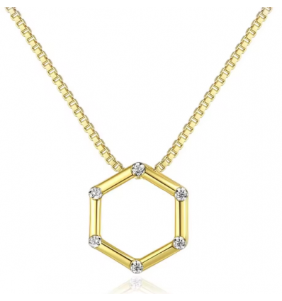 Colier din Argint 925 Shining Crystals Hexagon