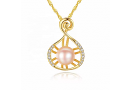 Colier din Argint 925 Twisted Gold Pink Pearl