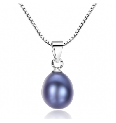Colier din Argint 925  Minimalist Gray Pearl