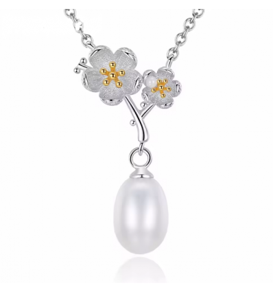 Colier din Argint 925 White Flowers Bouquet