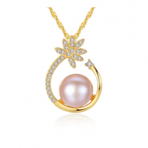 Colier din Argint 925  Crystal Gold Flower