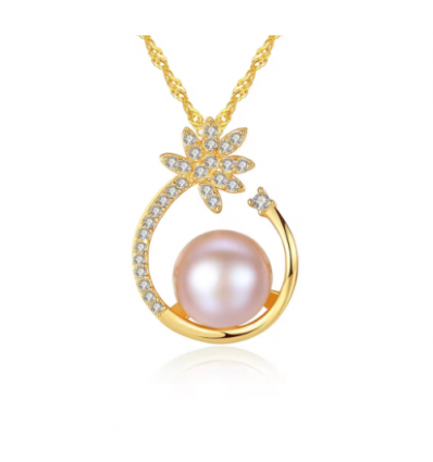 Colier din Argint 925  Crystal Gold Flower