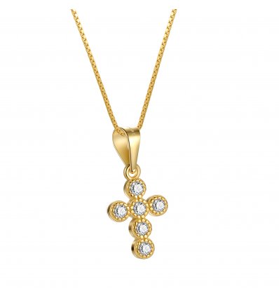 Colier din Argint S925 placat cu aur Little Cross
