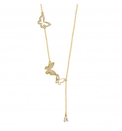 Colier din Argint S925 Golden Flying Butterflies