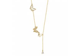Colier din Argint S925 Golden Flying Butterflies