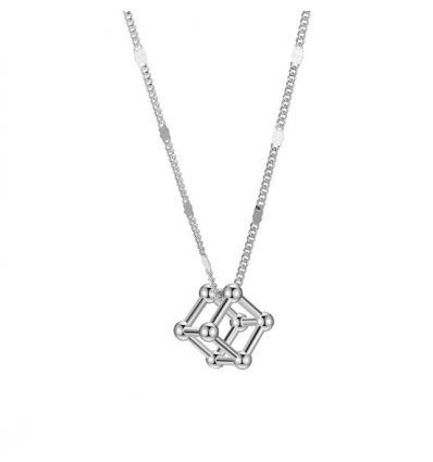 Colier din Argint 925 Minimalist Silver Cube