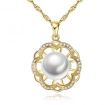 Colier din Argint Golden Sunflower Pearl