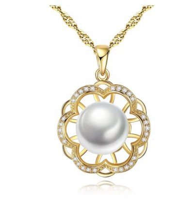 Colier din Argint Golden Sunflower Pearl