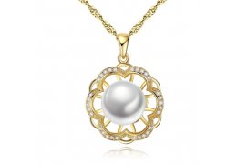 Colier din Argint Golden Sunflower Pearl