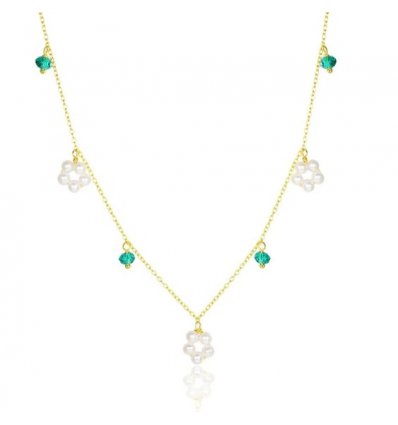 Colier din Argint 925 Royal Green Crystal and Pear Necklace