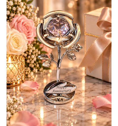 Trandafir Happy Anniversary cu Cristal Swarovski
