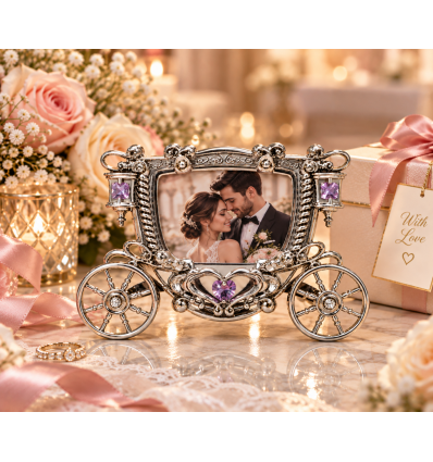 Rama foto Argintata Fairytale Love cu cristale Swarovski