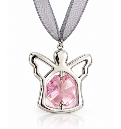 Ingeras cu cristale Swarovski albastru pe panglica din organza