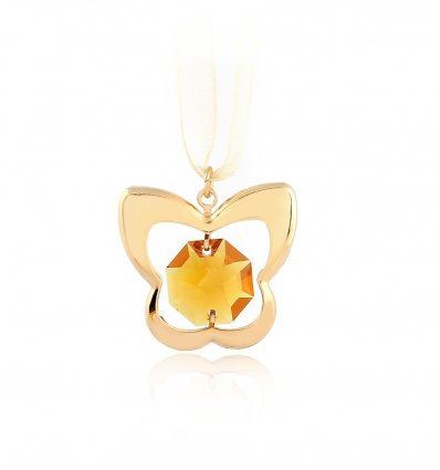 Golden Butterfly – Pandantiv fluture cu cristal Swarovski, auriu
