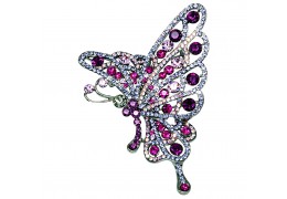 Brosa fluturas cu cristale Swarovski violet si roz