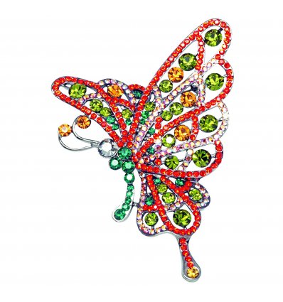 Brosa Fluturas cu cristale Swarovski multicolore