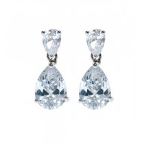 Cercei placati cu rodiu cu pietre transparente cubic zirconiu