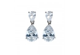 Cercei placati cu rodiu cu pietre transparente cubic zirconiu