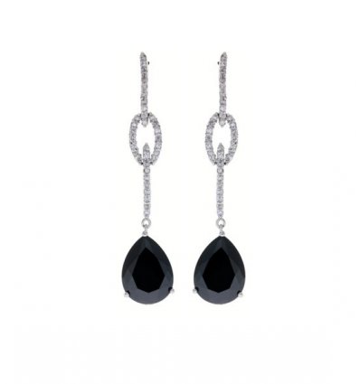 Cercei lungi cu cristale Swarovski  si onix