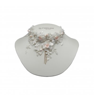 Colier mireasa cu cristale Swarovski si broderie - PARURE Milano