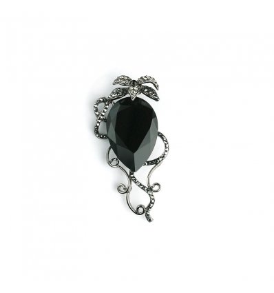 Brosa cu cristale Swarovski si onix