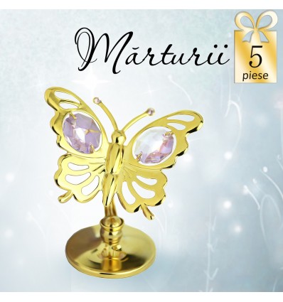 Fluturas cu cristale Swarovski violet - oferta de 5 marturii