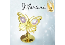 Fluturas cu cristale Swarovski violet - oferta de 5 marturii