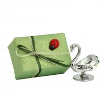 Lebada cu cristale Swarovski albe