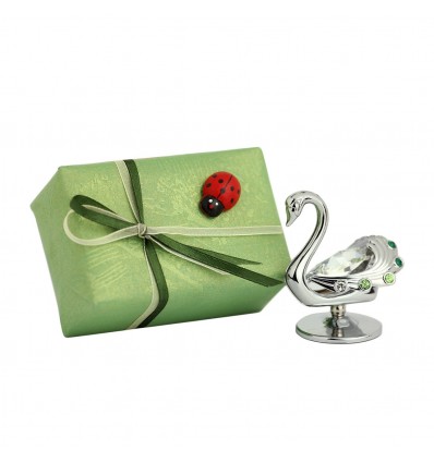 Lebada cu cristale Swarovski albe