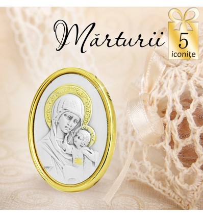 Iconita argintata - oferta de 5 marturii de nunta sau botez