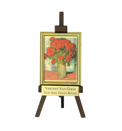 Tablou sevalet "Vaza cu maci rosii" Van Gogh - pe foita de aur de 23Kt