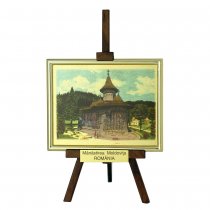 Tablou sevalet Manastirea Moldovita - pe foita de aur de 23Kt