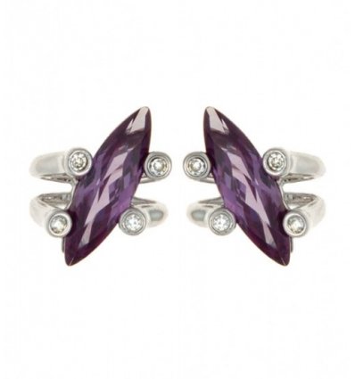 Cercei argint cu cubic zirconia mov