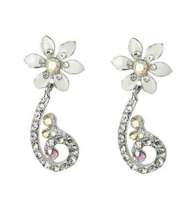 Cercei - floare placati cu argint si cristale Swarovski