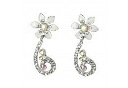 Cercei - floare placati cu argint si cristale Swarovski