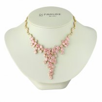 Colier placat cu aur 14Kt cu pietre cubic zirconiu roz