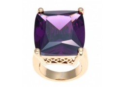 Inel placat cu aur si cubic zirconia violet