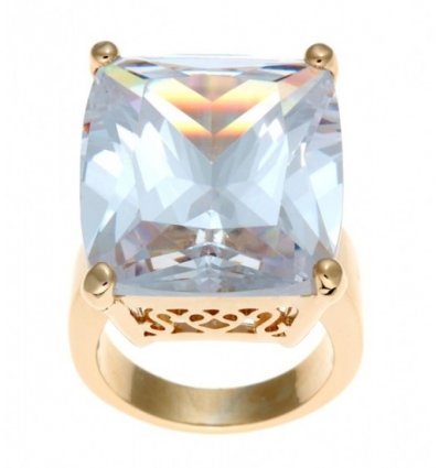 Inel placat cu aur si cubic zirconia alb