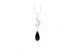 Colier din argint cu trandafiri si cubic zirconia violet