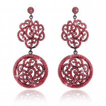 Cercei rodiati cu cristale Swarovski rosii Parure MILANO
