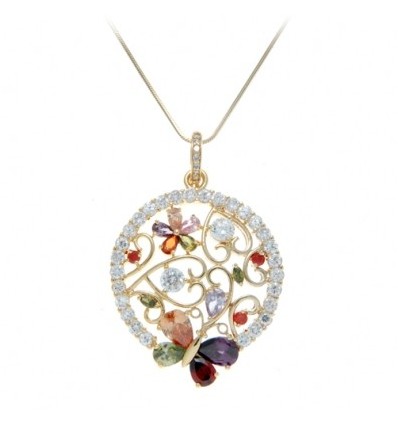 Colier placat cu aur 14K, decorat cu cristale cubic zirconia